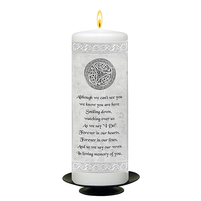 Customised Wedding Remembrance Candle - Celtic Wedding Silver