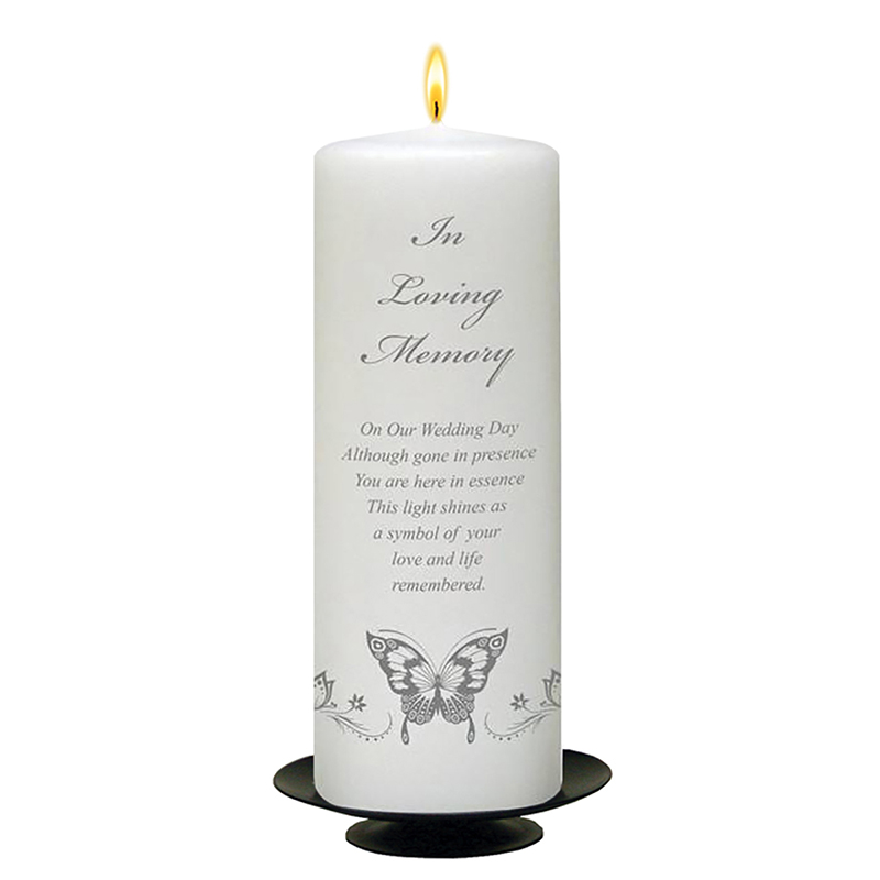 Customised Wedding Remembrance Candle - Magestic Silver Butterfly