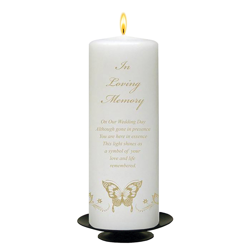 Customised Wedding Remembrance Candle - Magestic Gold Butterfly