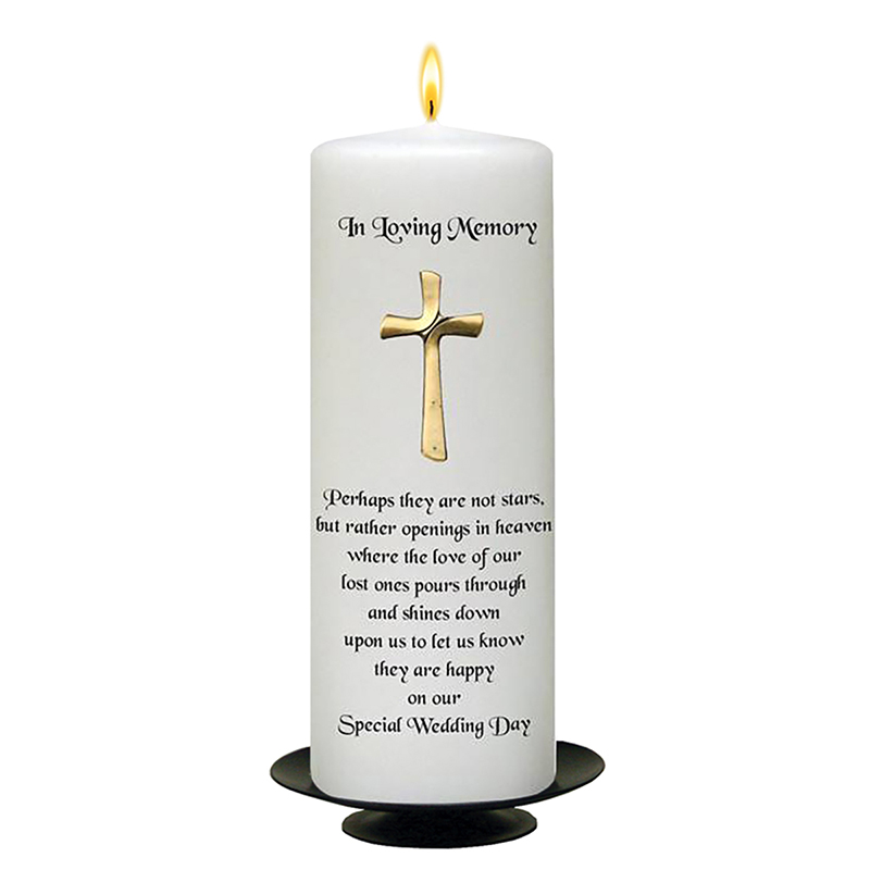 Customised Wedding Remembrance Candle - Small Gold Cross
