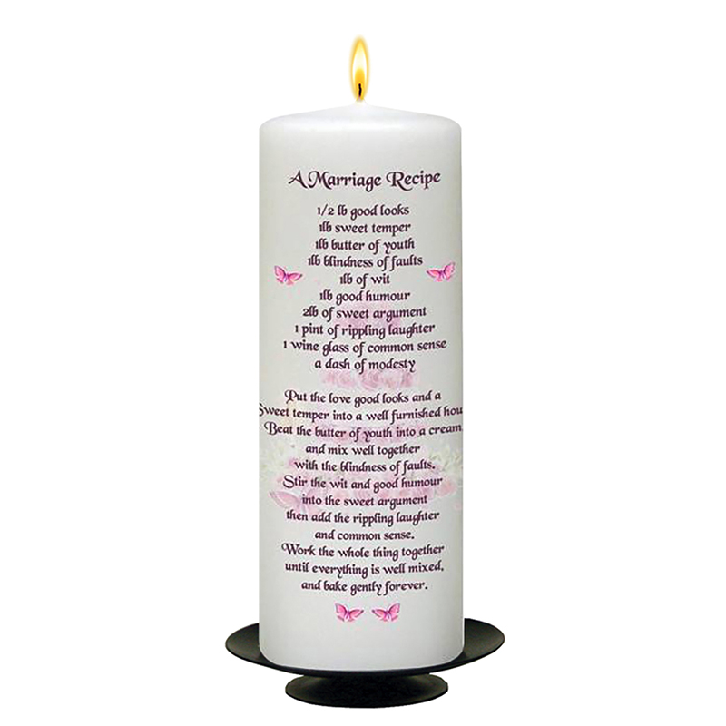 Wedding Candle Gift - Wedding Recipe Cake & Butterflies