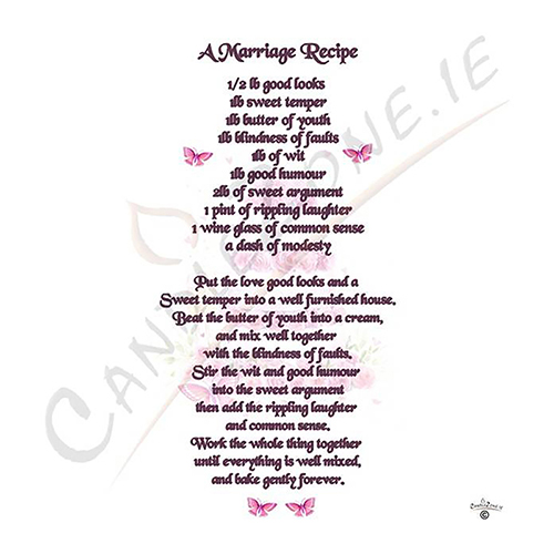 Wedding Candle Gift - Wedding Recipe Cake & Butterflies