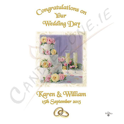 Wedding Candle Gift - Wedding Recipe Gold Rings & Cake