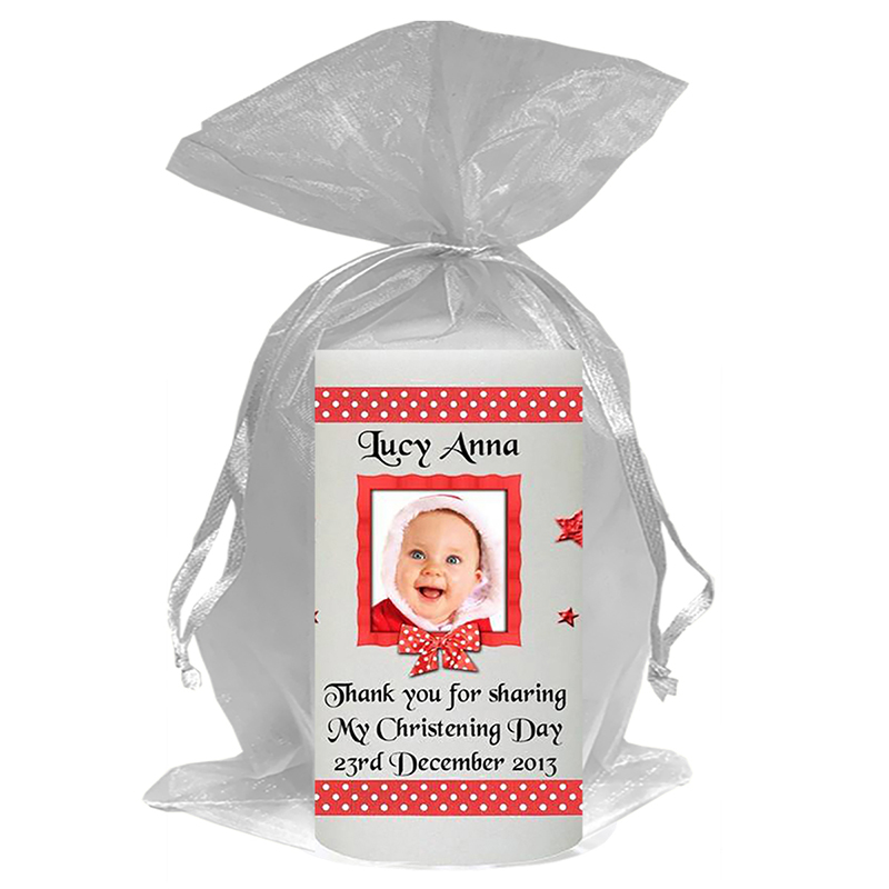 Thank you Christening Favour - Red Star and Border with Photo