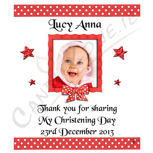 Thank you Christening Favour - Red Star and Border with Photo