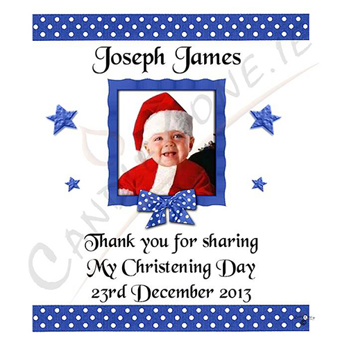 Thank you Christening Favour - Photo Blue