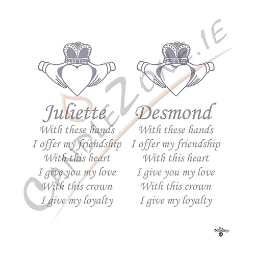 Customised Wedding Candles - Claddagh Heart Silver