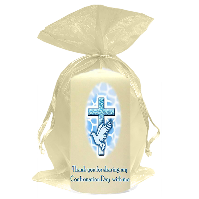 Peronsonalised Confirmation Thank you Favour - Cross & Dove Blue