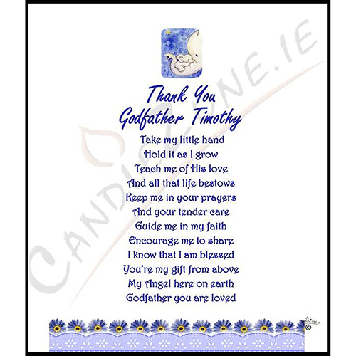 Customised Godfather Candle Gift - Blue Daisies with Photo