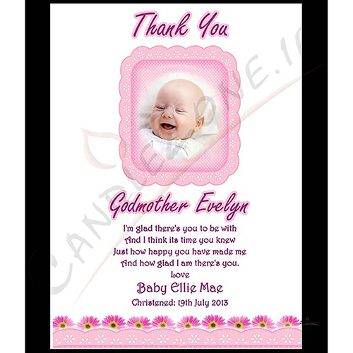 Customised Godmother Candle Gift - Pink Daisies with Photo