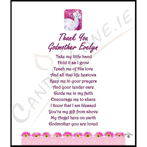 Customised Godmother Candle Gift - Pink Daisies with Photo