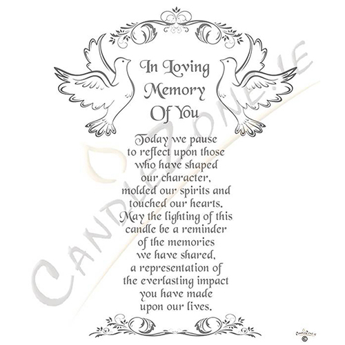 Customised Wedding Remembrance Candle - Doves Silver