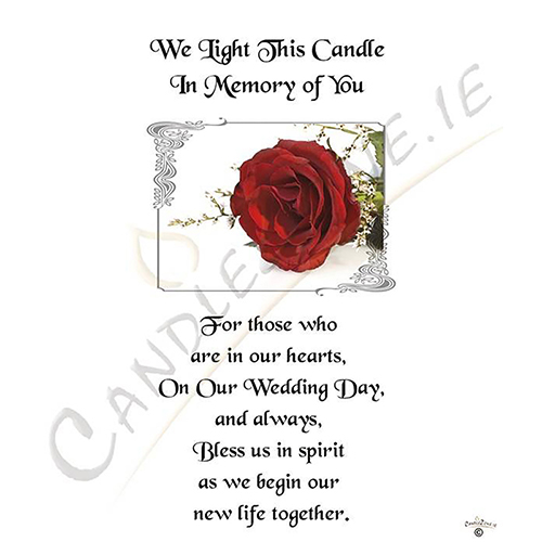 Customised Wedding Remembrance Candle - Red Rose Silver