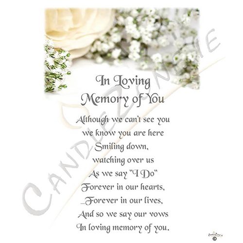 Customised Wedding Remembrance Candle - White Flowers Silver