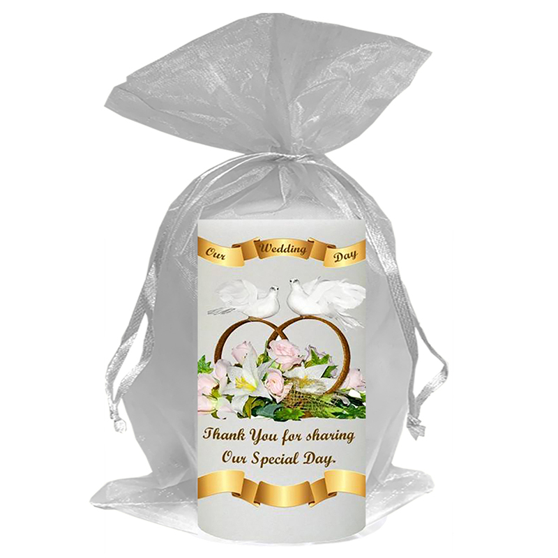 Customised Wedding Candles - Wedding Bouquet Gold