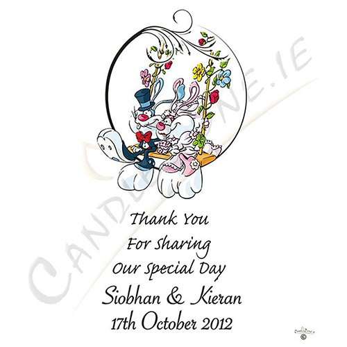 Customised Wedding Candles - Bunny Swing