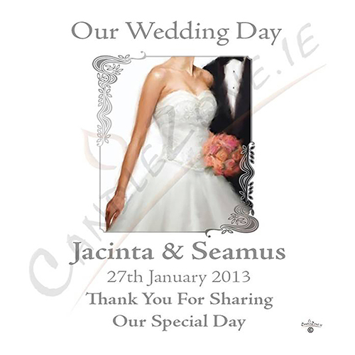 Customised Wedding Candles - Chic Bride & Groom Silver Script