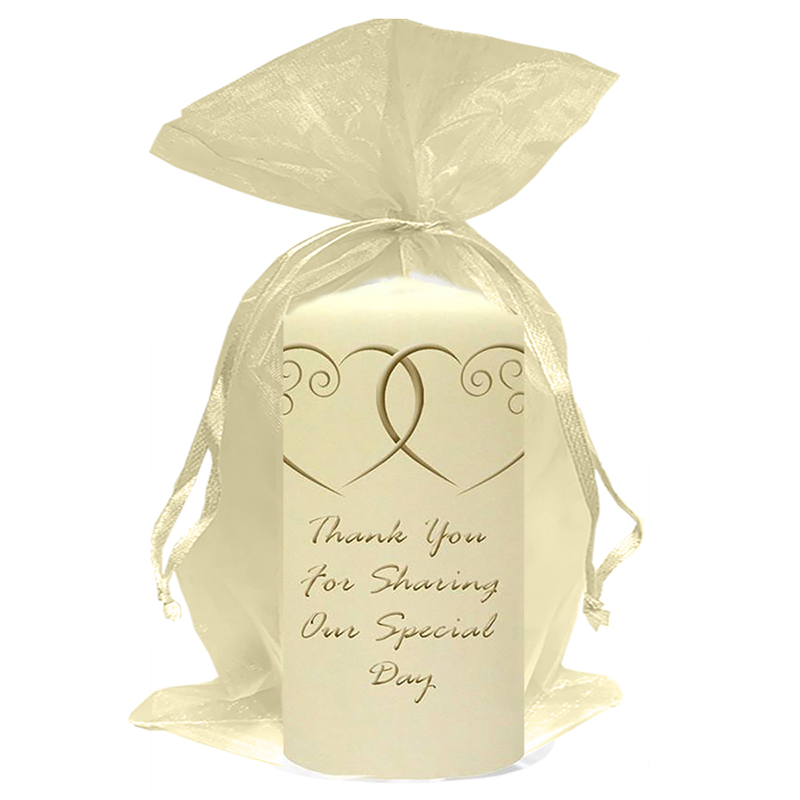 Customised Wedding Candles - Entwined Hearts Gold