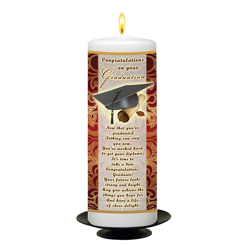 Customised Graduation Candle Gift - Cap & Scroll Wine