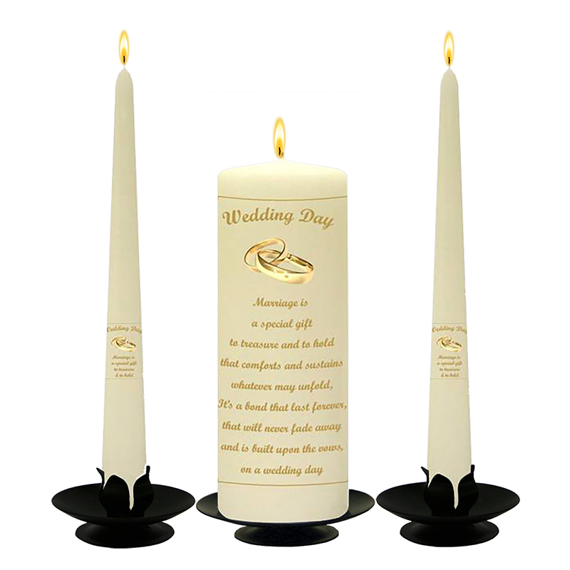 Customised Wedding Candles - Marriage Is A Gift Gold
