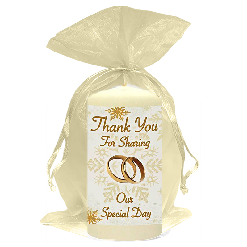 Customised Wedding Candles - Snowflakes & Stars Gold