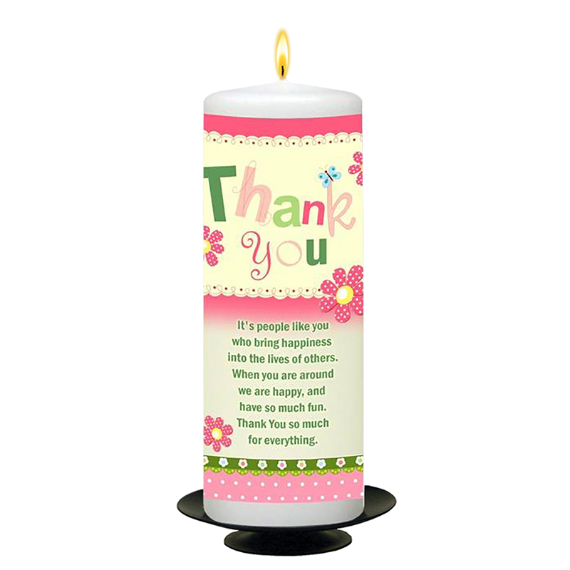 Customised Thank you Candle Gift - Flowers & Butterflies