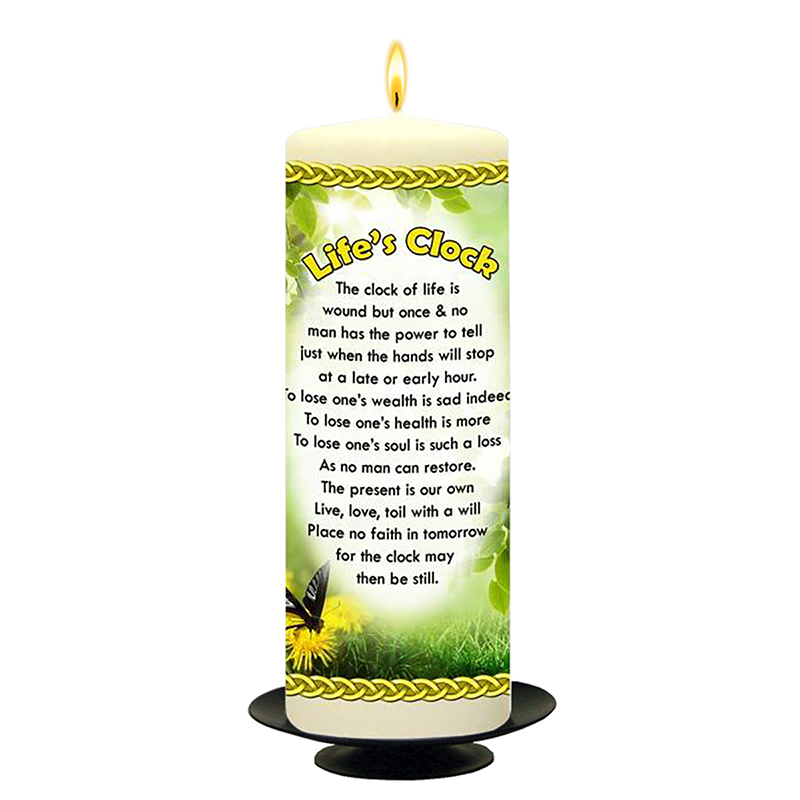 Personalsied Inspirational Candle Gift - Butterfly Lifes Clock