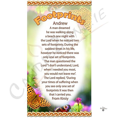 Personalsied Inspirational Candle Gift - Butterfly Footprints