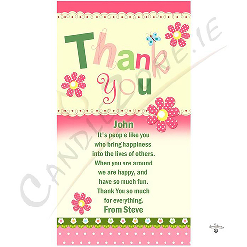 Customised Thank you Candle Gift - Flowers & Butterflies
