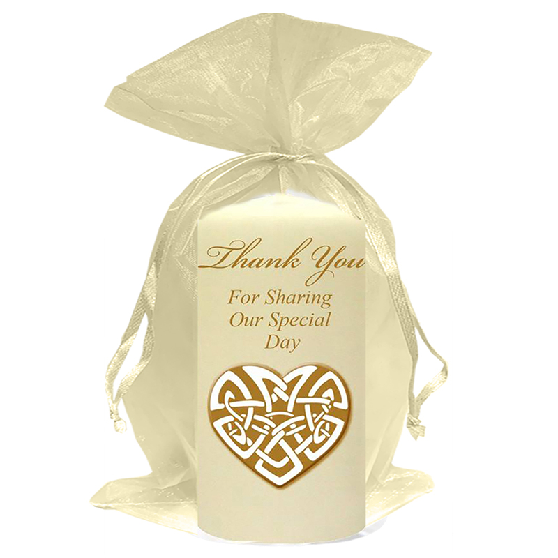 Customised Thank you Wedding Favour - Infinity Heart Gold