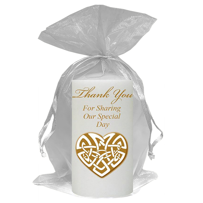 Customised Thank you Wedding Favour - Infinity Heart Gold