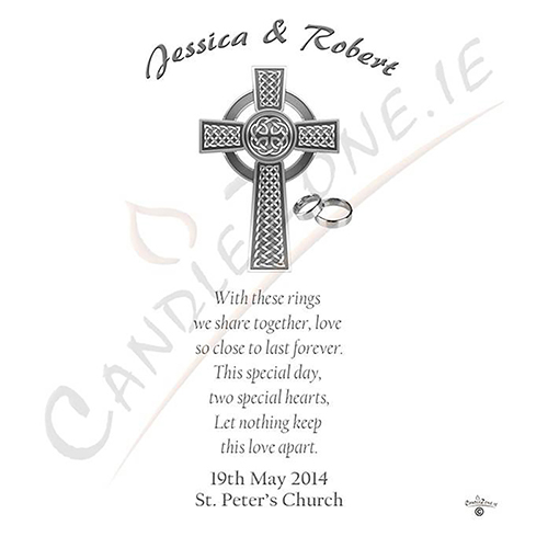 Customised Wedding Candles - Celtic Cross & Rings Sliver