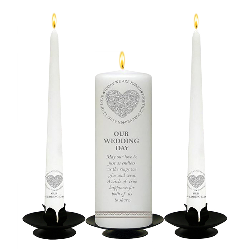 Customised Wedding Candles - Circle of Love Sliver