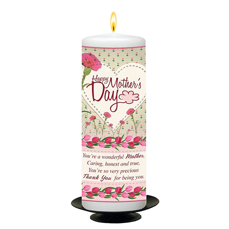Customised Mothers Day Candle Gift - Pink Tulips