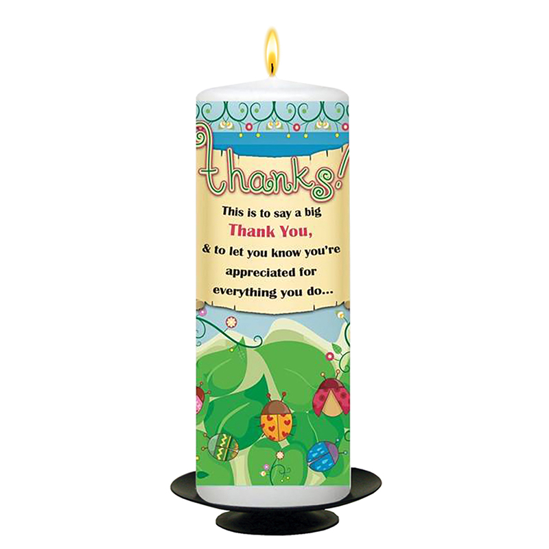 Customised Thank you Candle Gift - Ladybugs on Scroll