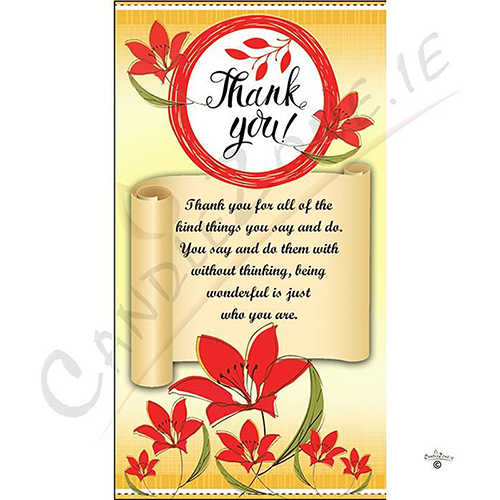 Customised Thank you Candle Gift - Scroll & Red Flowers