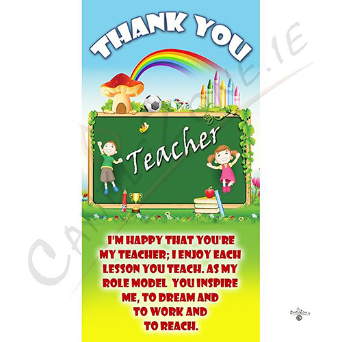 Customised Thank You Teacher Candle Gift - Rainbow Over Blackboard