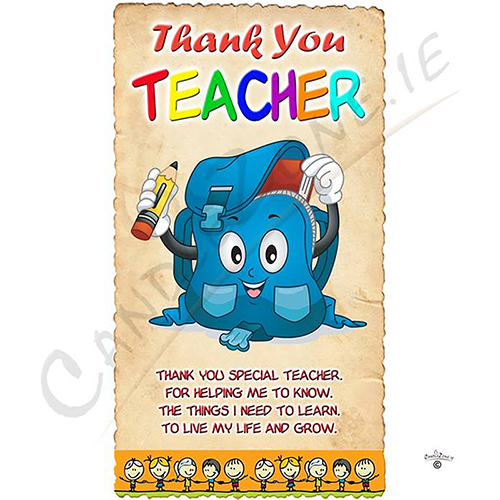 Customised Thank You Teacher Candle Gift - Blue Backpack