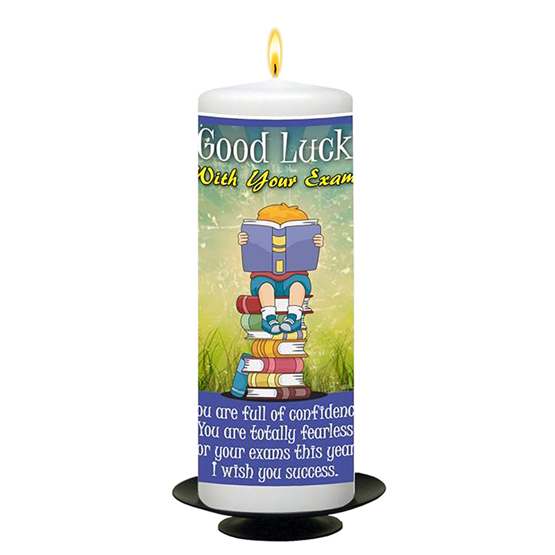 Customised Exam Good Luck Candle Gift - Sitting on Books