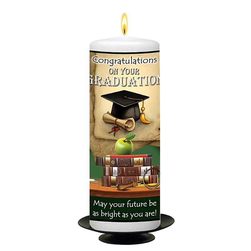Customised Graduation Candle Gift - Books & Apple