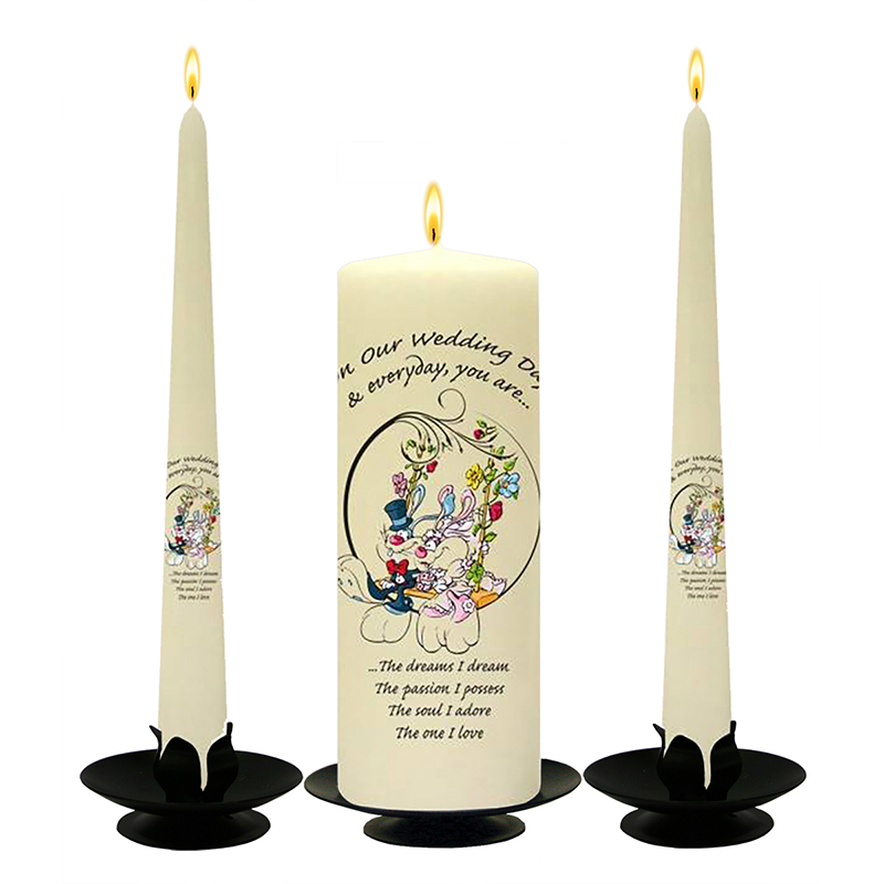 Customised Wedding Candles - Bunny Swing