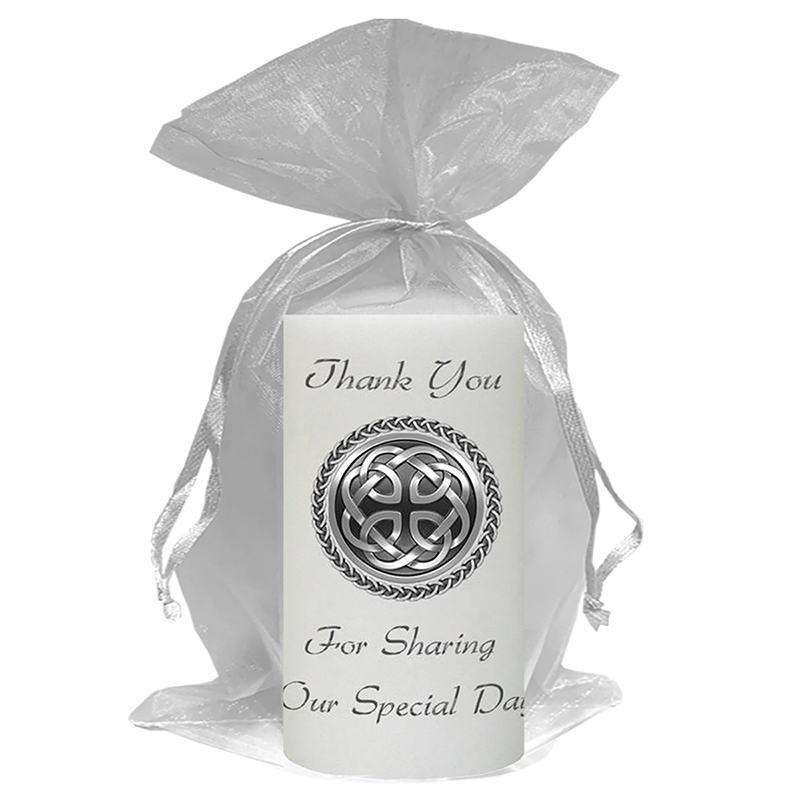 Customised Thank you Wedding Favour - Celtic Shield Silver