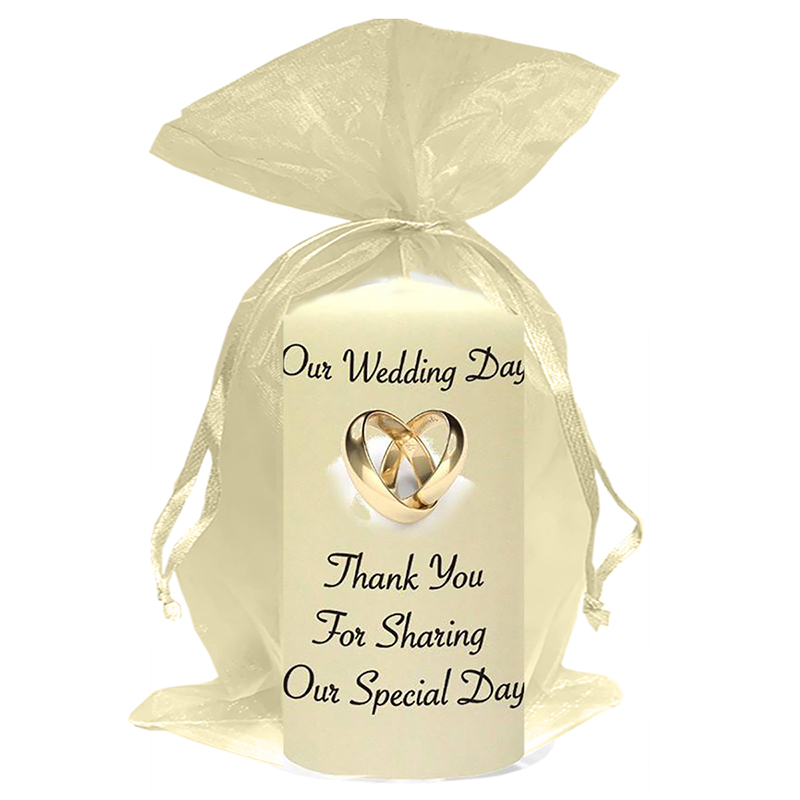 Customised Wedding Candles - Rings Entwined Gold
