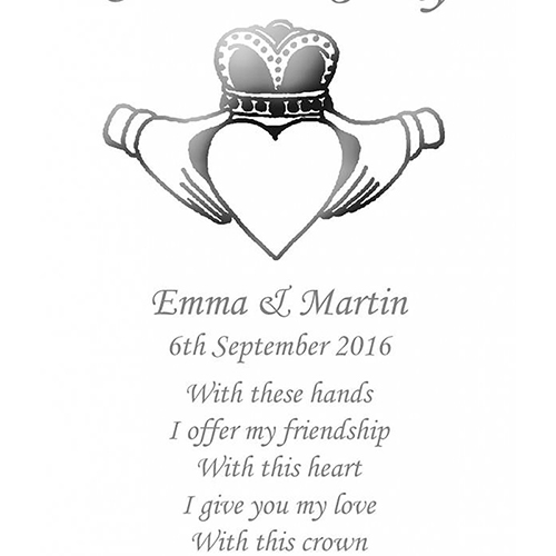 Customised Wedding Candles - Claddagh heart Silver Set (1 x 9 inch & 2 x 6 inch Candles)