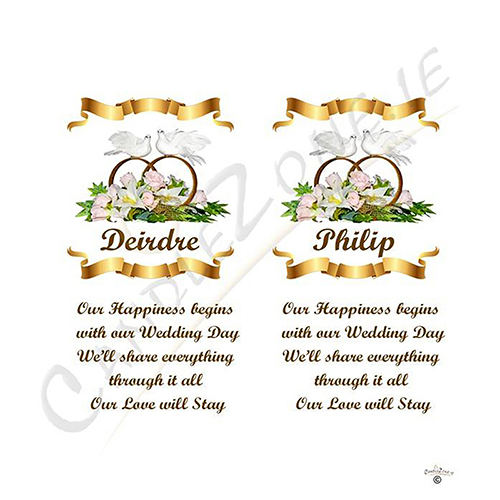Customised Wedding Candles - Wedding Bouquet Gold