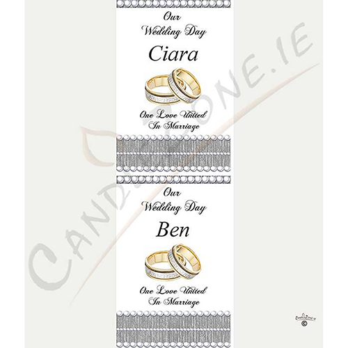 Customised Wedding Candles - Elegant Rings & Pearls Silver