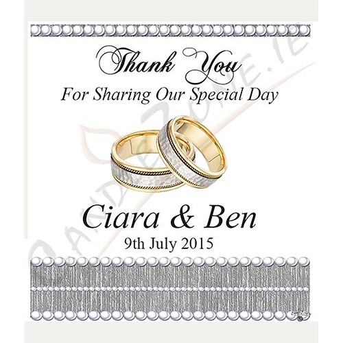 Customised Wedding Candles - Elegant Rings & Pearls Silver