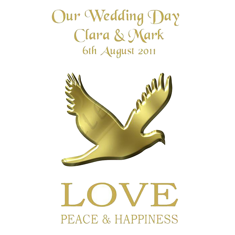 Customised Wedding Candles - Love & Dove Gold