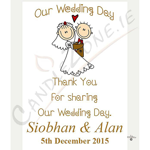 Customised Thank you Wedding Favour - Cartoon Love Gold