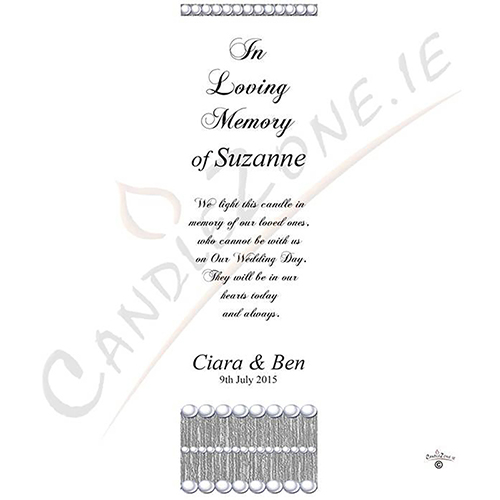 Customised Wedding Remembrance Candle - Elegant Rings & Pearls Silver